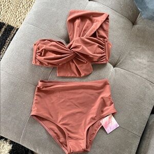 NWT Chicwish Rust High-Waisted Bikini Set